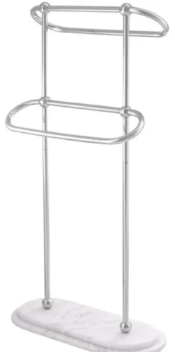 Casa Padrino Luxus Handtuchhalter Silber / Weiß 50 x 22 x H. 91 cm - Luxus Badezimmer Accessoires