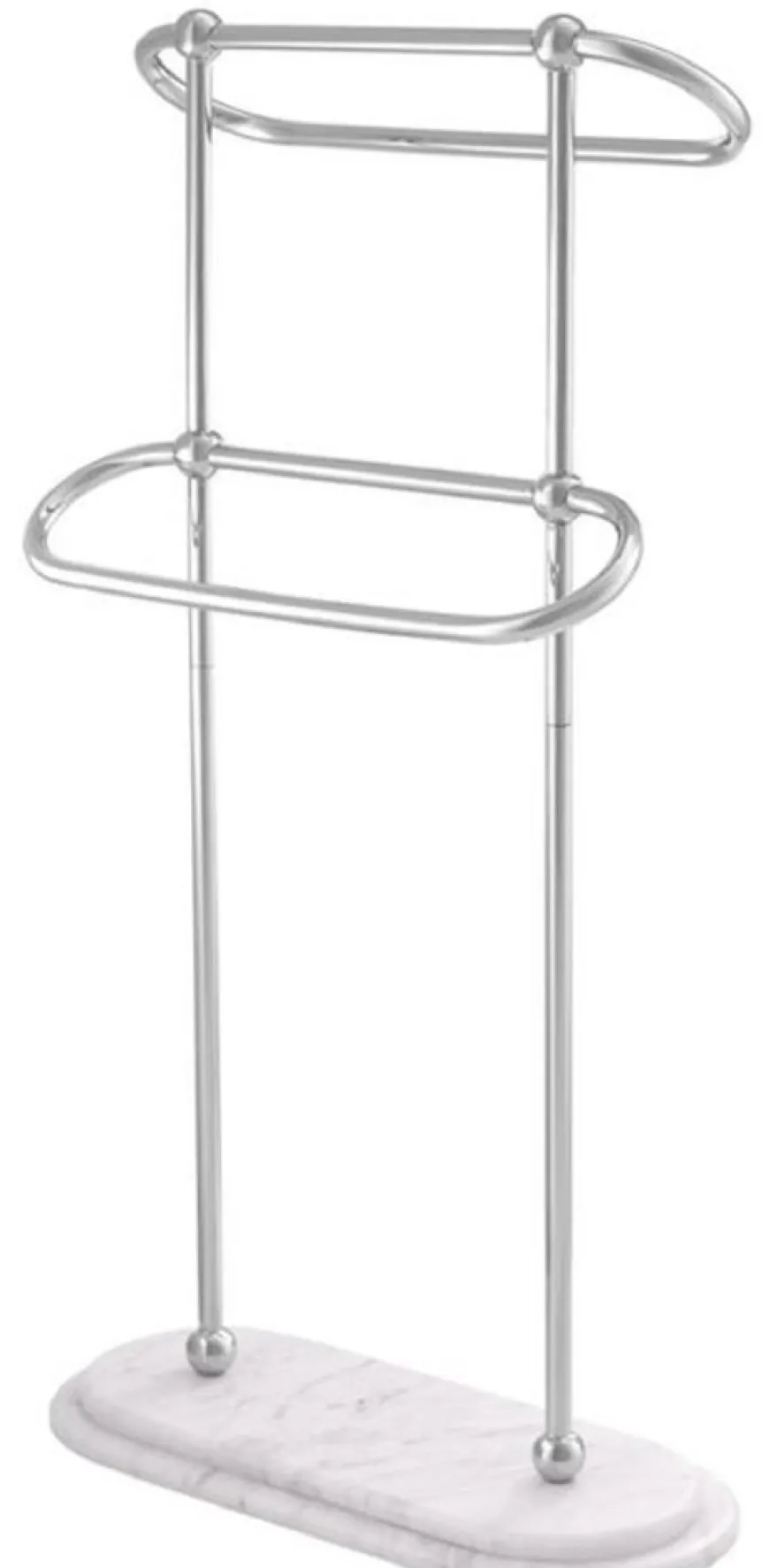 Casa Padrino Luxus Handtuchhalter Silber / Weiß 50 x 22 x H. 91 cm - Luxus Badezimmer Accessoires