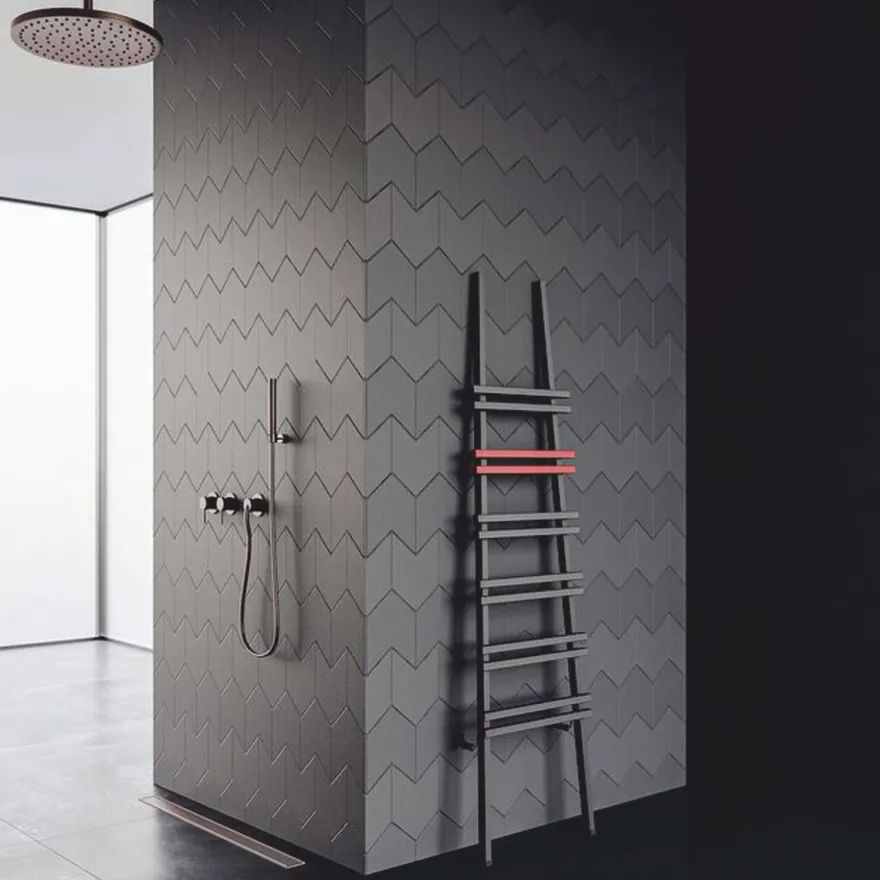 Casa Padrino Luxus Handtuchwärmer Grau / Rot H. 200 cm - Badezimmer Zubehör