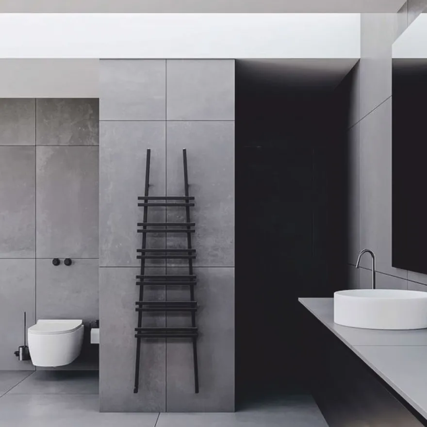 Casa Padrino Luxus Handtuchwärmer Schwarz H. 200 cm - Hotel & Badezimmer Zubehör