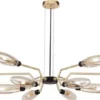 Casa Padrino Luxus Hängeleuchte Mattgold / Schwarz Ø 127 x H. 17,5 cm - Moderne Pendelleuchte