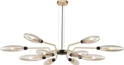 Casa Padrino Luxus Hängeleuchte Mattgold / Schwarz Ø 127 x H. 17,5 cm - Moderne Pendelleuchte