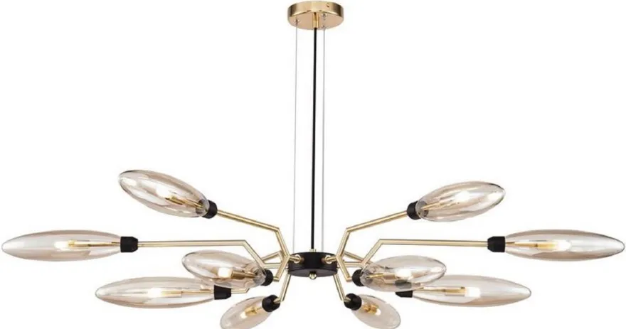 Casa Padrino Luxus Hängeleuchte Mattgold / Schwarz Ø 127 x H. 17,5 cm - Moderne Pendelleuchte