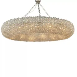 Casa Padrino Luxus Hängeleuchte Silber Ø 100 x H. 65 cm - Runde Kristallglas Pendelleuchte