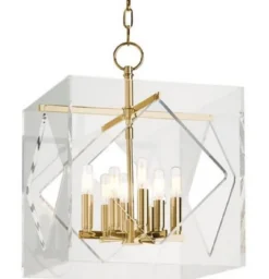 Casa Padrino Luxus Hängeleuchte Antik Messingfarben 40,7 x 40,7 x H. 54,6 cm - Pendelleuchte in Würfelform