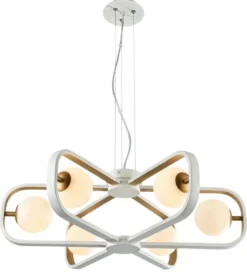Casa Padrino Luxus Hängeleuchte Weiß / Gold Ø 65 x H. 20 cm - Luxus Kollektion