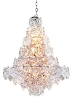 Casa Padrino Luxus Hängeleuchte im Barockstil - Metall, Glas, Nickel, Ø 60 x H 76 cm