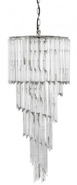 Casa Padrino Luxus Hängeleuchte Eiszapfen Design aus Glas und Edelstahl, 95 x 40 cm, 7x E14