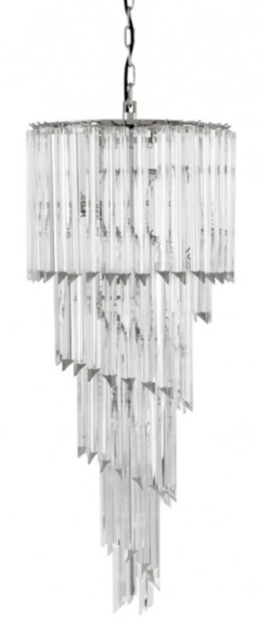 Casa Padrino Luxus Hängeleuchte Eiszapfen Design aus Glas und Edelstahl, 95 x 40 cm, 7x E14