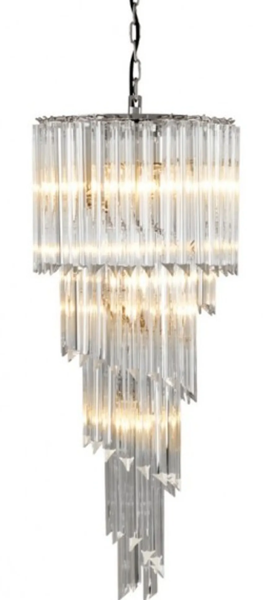 Casa Padrino Luxus Hängeleuchte Eiszapfen Design aus Glas und Edelstahl, 95 x 40 cm, 7x E14