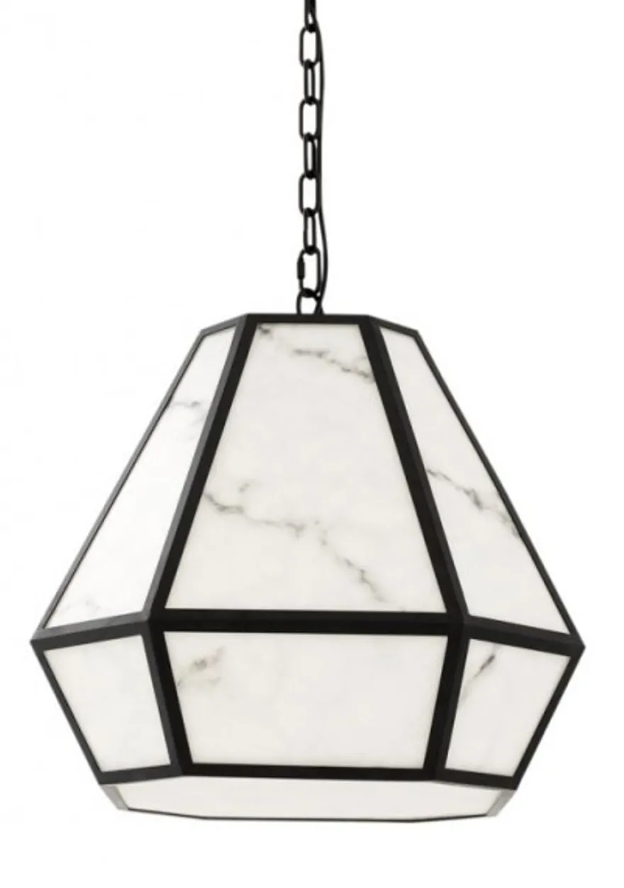 Casa Padrino Luxus Hängeleuchte im Barock Stil - Schwarz - Durchmesser 50 x H 45 cm