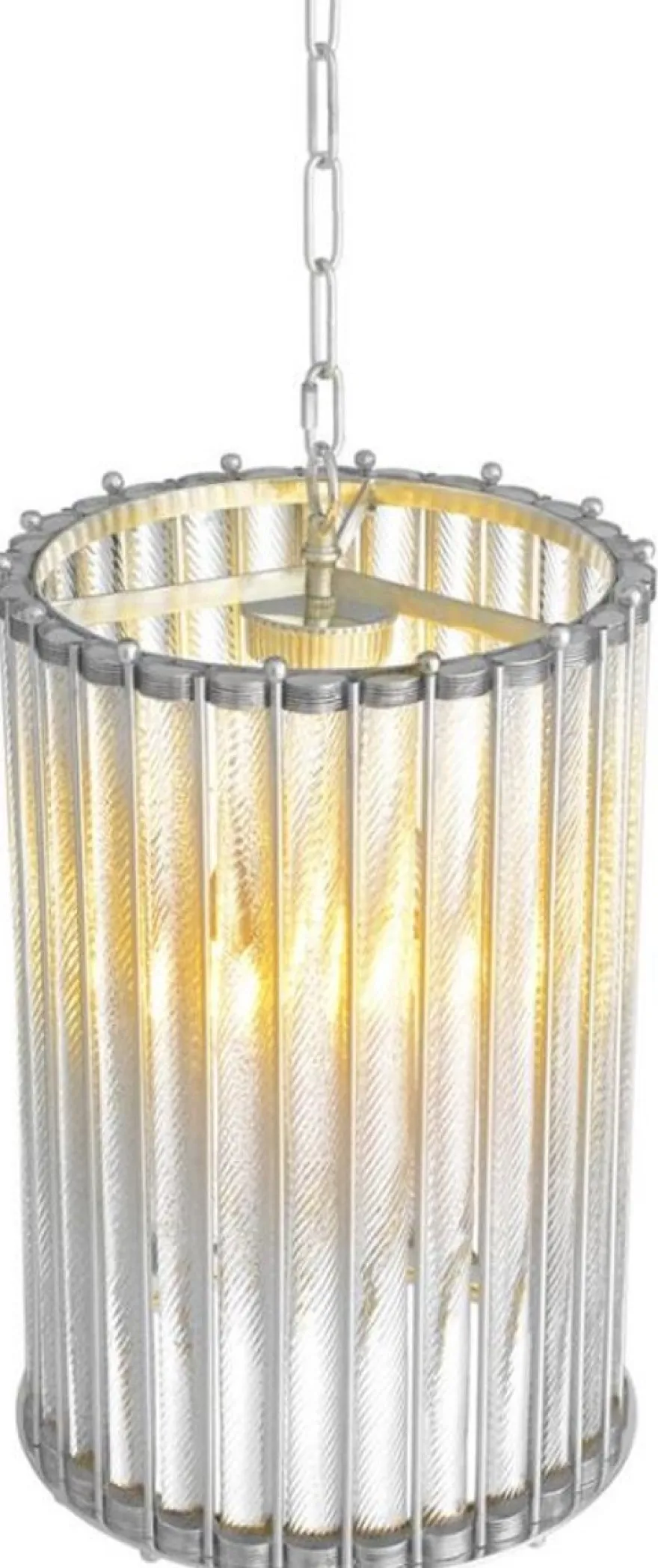 Casa Padrino Luxus Hängeleuchte im Barock Stil - Designer Hängelampe aus Messing und Glas in Antik Silber - 200 cm Kettenlänge