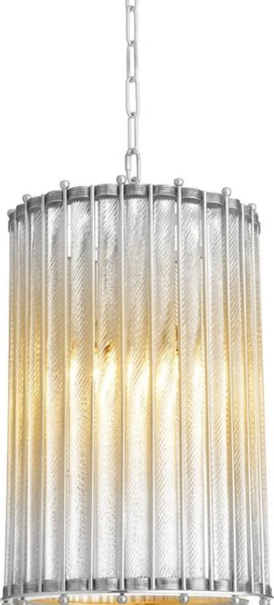 Casa Padrino Luxus Hängeleuchte im Barock Stil - Designer Hängelampe aus Messing und Glas in Antik Silber - 200 cm Kettenlänge