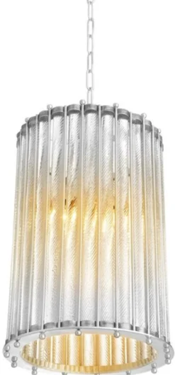 Casa Padrino Luxus Hängeleuchte im Barock Stil - Designer Hängelampe aus Messing und Glas in Antik Silber - 200 cm Kettenlänge