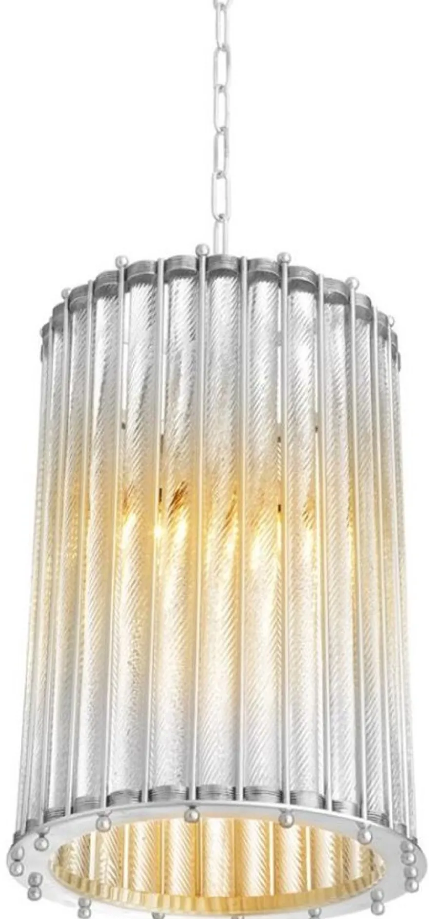 Casa Padrino Luxus Hängeleuchte im Barock Stil - Designer Hängelampe aus Messing und Glas in Antik Silber - 200 cm Kettenlänge