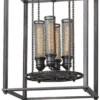 Casa Padrino Luxus Hängeleuchte / Industrieleuchte Antik Zinnfarben 41,9 x 41,9 x H. 97,2 cm - Luxus Kollektion