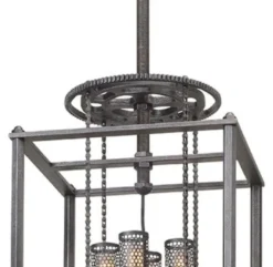 Casa Padrino Luxus Hängeleuchte / Industrieleuchte Antik Zinnfarben 41,9 x 41,9 x H. 97,2 cm - Luxus Kollektion