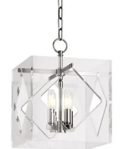 Casa Padrino Luxus Hängeleuchte Silber 30,5 x 30,5 x H. 40,7 cm - Pendelleuchte in Würfelform