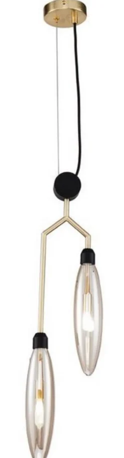 Casa Padrino Luxus Hängeleuchte Mattgold / Schwarz 17,5 x 6,5 x H. 64 cm - Moderne Pendelleuchte