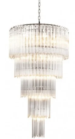 Casa Padrino Luxus Hängeleuchter Barock Stil Glas Kristall silberfarben 107 x 55 cm
