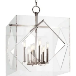 Casa Padrino Luxus Hängeleuchte Silber 50,8 x 50,8 x H. 67,3 cm - Pendelleuchte in Würfelform