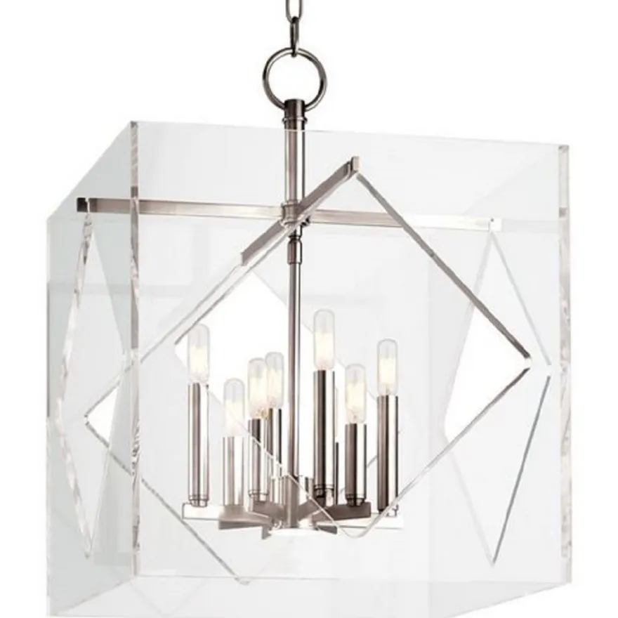 Casa Padrino Luxus Hängeleuchte Silber 50,8 x 50,8 x H. 67,3 cm - Pendelleuchte in Würfelform