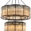 Casa Padrino Luxus Hängeleuchte im Art Deco Stil, Bronze Finish und Glas, Höhe 116 cm, Durchmesser 90 cm