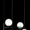 Casa Padrino Luxus Hängeleuchte Schwarz / Weiß Ø 39 x H. 28 cm - Moderne höhenverstellbare Metall Hängelampe mit runden Glas Lampenschirmen