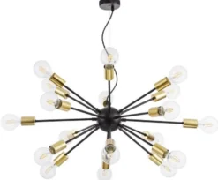 Casa Padrino Luxus Hängeleuchte Schwarz / Messingfarben Ø 98 x H. 74,2 cm - Hotel & Restaurant Lampe