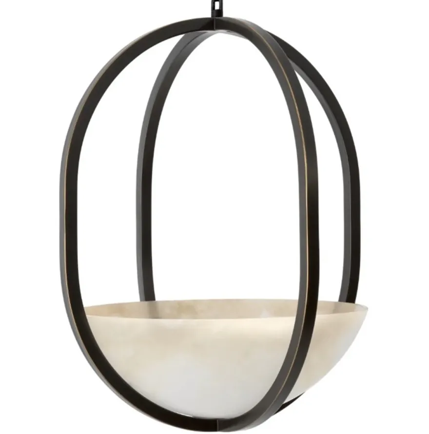 Casa Padrino Luxus Hängeleuchte Bronze Finish / Alabaster Ø 49 cm x H. 60 cm