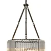 Casa Padrino Luxus Hängeleuchte Art Deco Stil in Gunmetal Finish und Glas, Höhe 77,5 cm, Durchmesser 53 cm