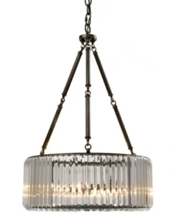 Casa Padrino Luxus Hängeleuchte Art Deco Stil in Gunmetal Finish und Glas, Höhe 77,5 cm, Durchmesser 53 cm