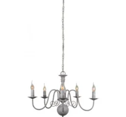 Casa Padrino Luxus Hängeleuchte Antik-Grau Durchmesser 70 x H. 52 cm - Barock Stil Deckenlampe