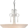 Casa Padrino Luxus Hängeleuchte Silber Ø 60 x H. 125 cm - Elegante Wohnzimmer Deckenleuchte aus Metall und Glas