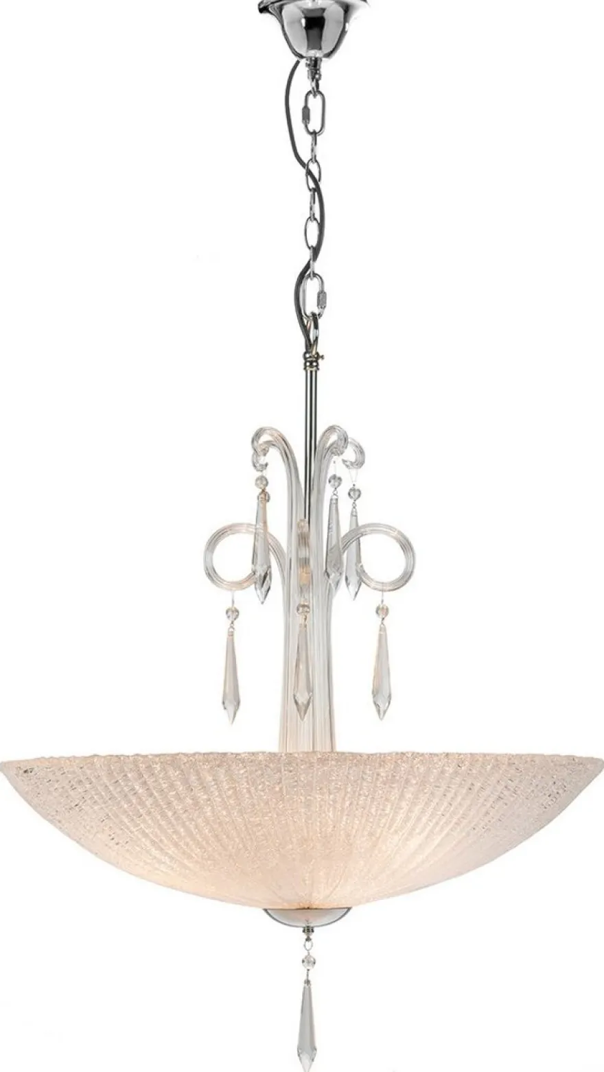 Casa Padrino Luxus Hängeleuchte Silber Ø 60 x H. 125 cm - Elegante Wohnzimmer Deckenleuchte aus Metall und Glas
