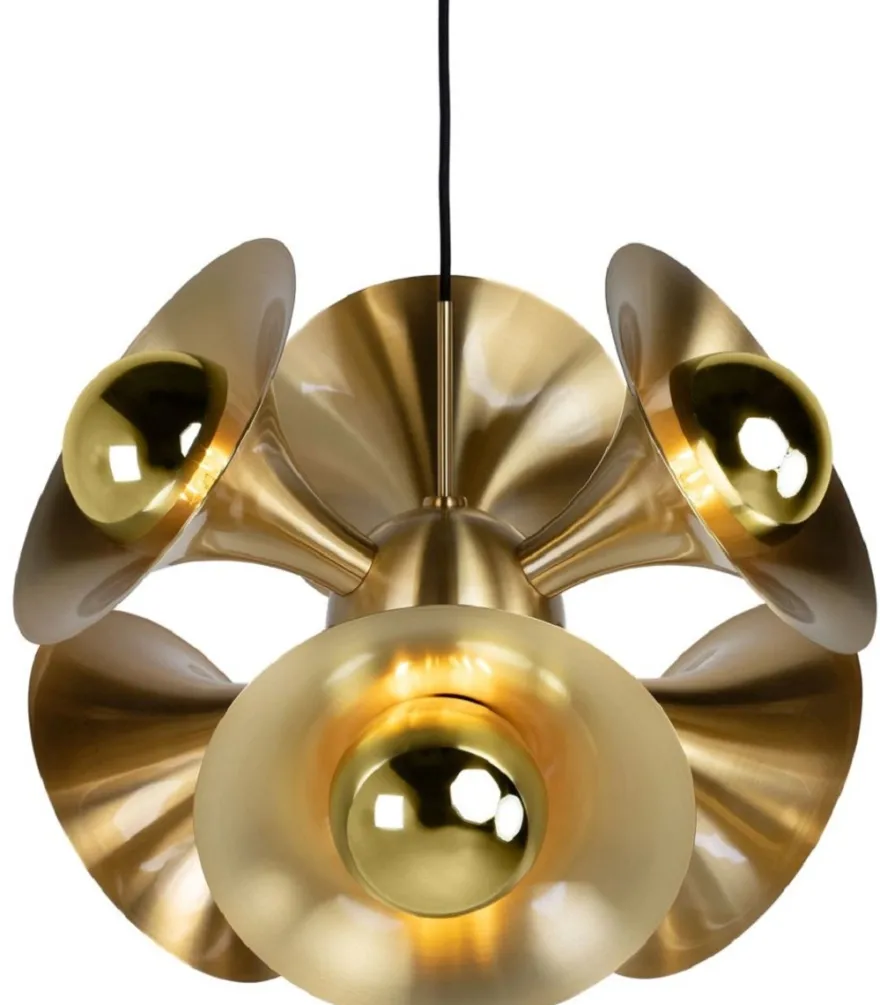 Casa Padrino Luxus Hängeleuchte Messingfarben 55 x 55 x H. 53 cm - Messing Pendelleuchte - Wohnzimmer Lampe - Luxus Kollektion