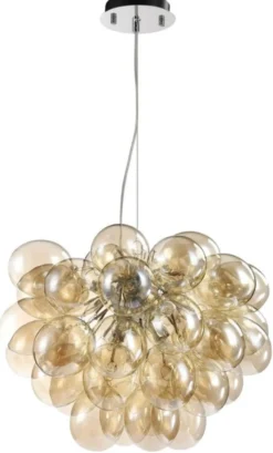 Casa Padrino Luxus Hängeleuchte im Traubenförmigen Design Cognac Ø 44-50 x H. 40 cm - Designermöbel