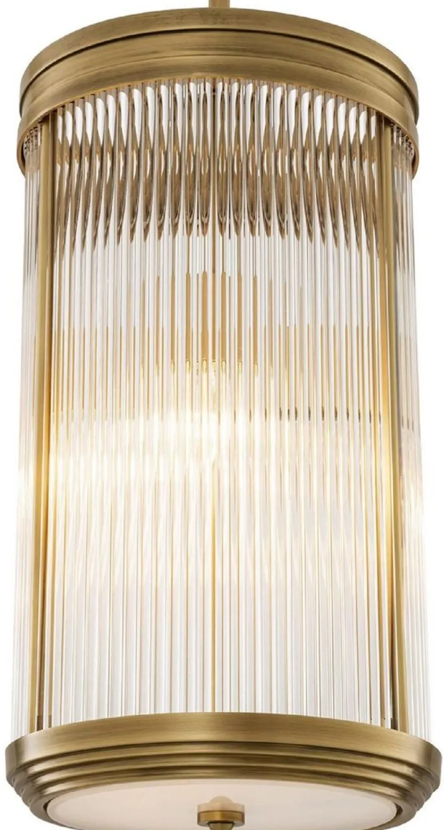 Casa Padrino Luxus Hängeleuchte Antik Messing Ø 27,5 x H. 49 cm - Hängelampe mit rundem Glas Lampenschirm - Wohnzimmer Hängeleuchte - Luxus Leuchten - Luxus Qualität