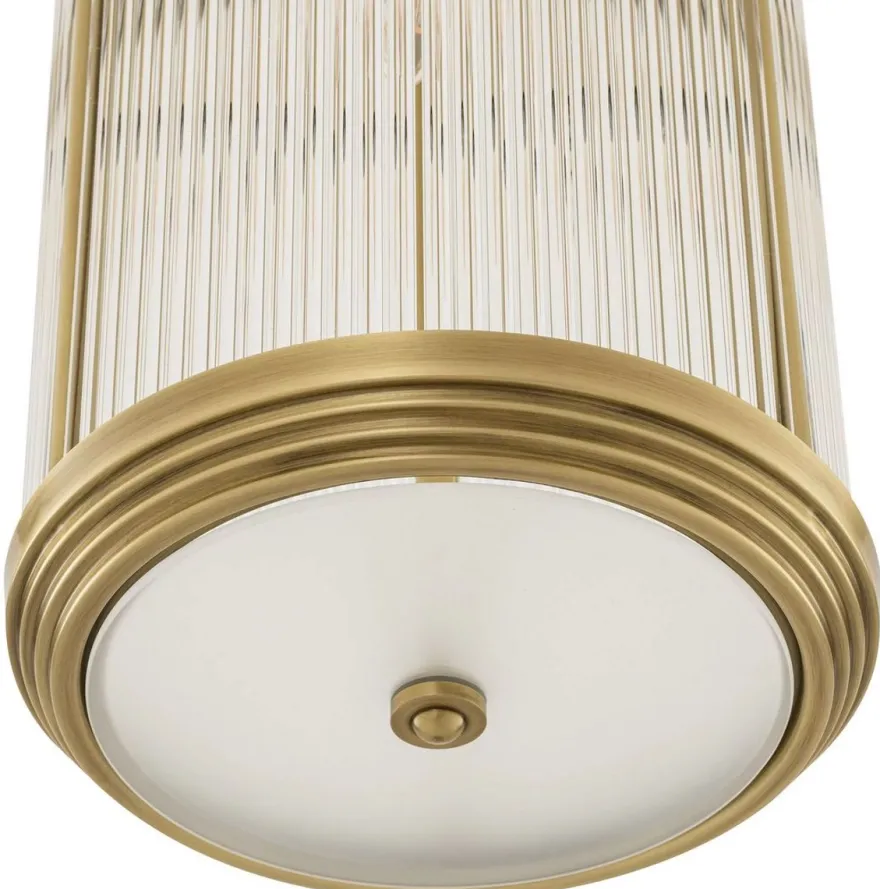 Casa Padrino Luxus Hängeleuchte Antik Messing Ø 27,5 x H. 49 cm - Hängelampe mit rundem Glas Lampenschirm - Wohnzimmer Hängeleuchte - Luxus Leuchten - Luxus Qualität