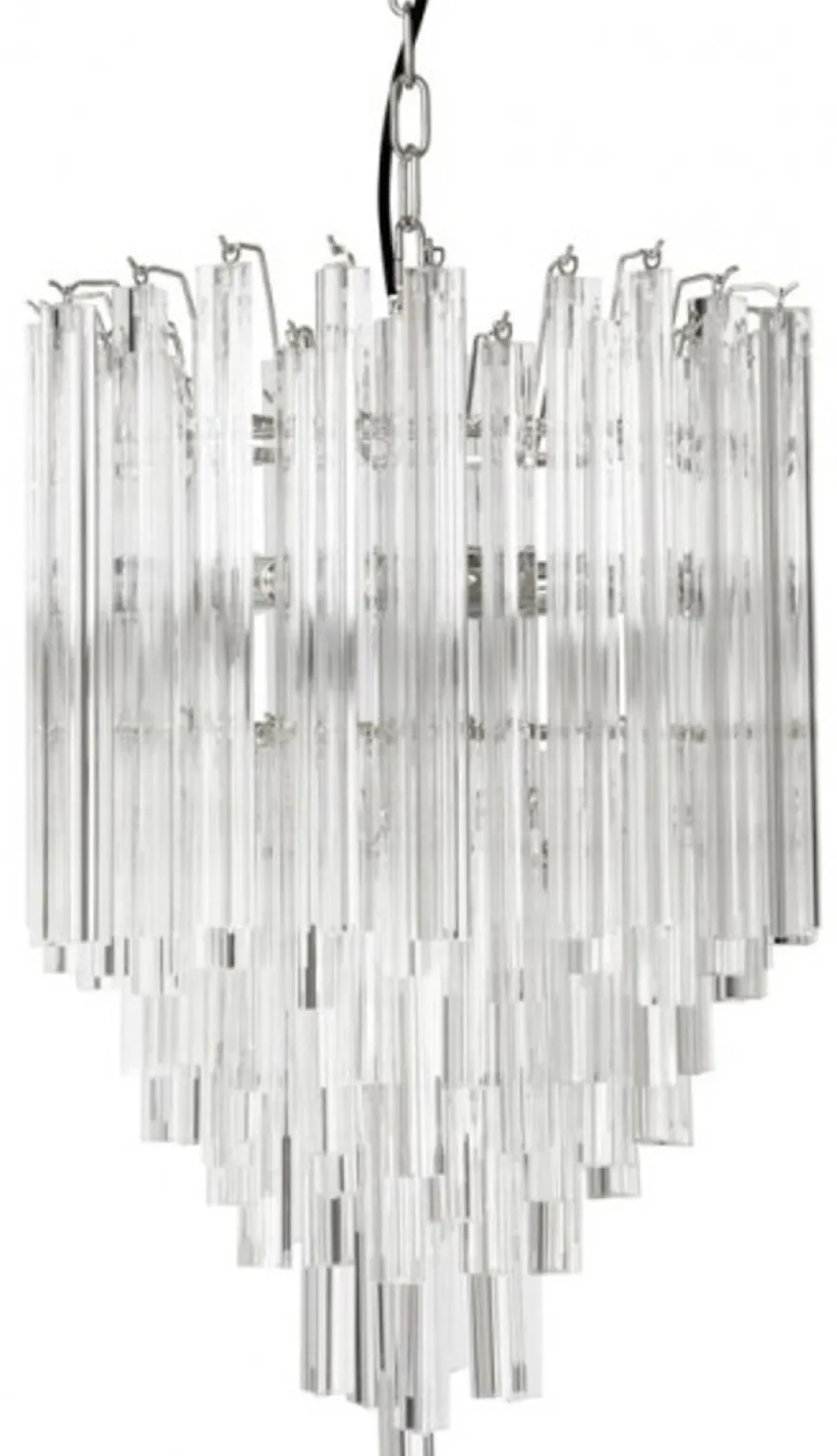 Casa Padrino Luxus Hängeleuchte im Art Deco Stil - Eiszapfen Design aus Glas und Edelstahl, Höhe 61,5 cm, Durchmesser 42 cm