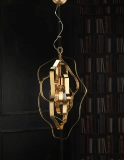 Casa Padrino Luxus Hängeleuchte Gold 34 x 34 x H. 68 cm - Höhenverstellbare Messing Hängelampe - Luxus Leuchten - Luxus Qualität