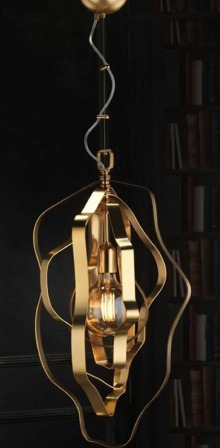 Casa Padrino Luxus Hängeleuchte Gold 34 x 34 x H. 68 cm - Höhenverstellbare Messing Hängelampe - Luxus Leuchten - Luxus Qualität
