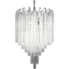 Casa Padrino Luxus Hängeleuchte Silber Ø 55 x H. 58 cm - Kristallglas Pendelleuchte mit gestuften Glasstäben