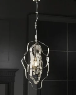 Casa Padrino Luxus Hängeleuchte Silber 34 x 34 x H. 68 cm - Höhenverstellbare Messing Hängelampe - Luxus Leuchten - Luxus Qualität