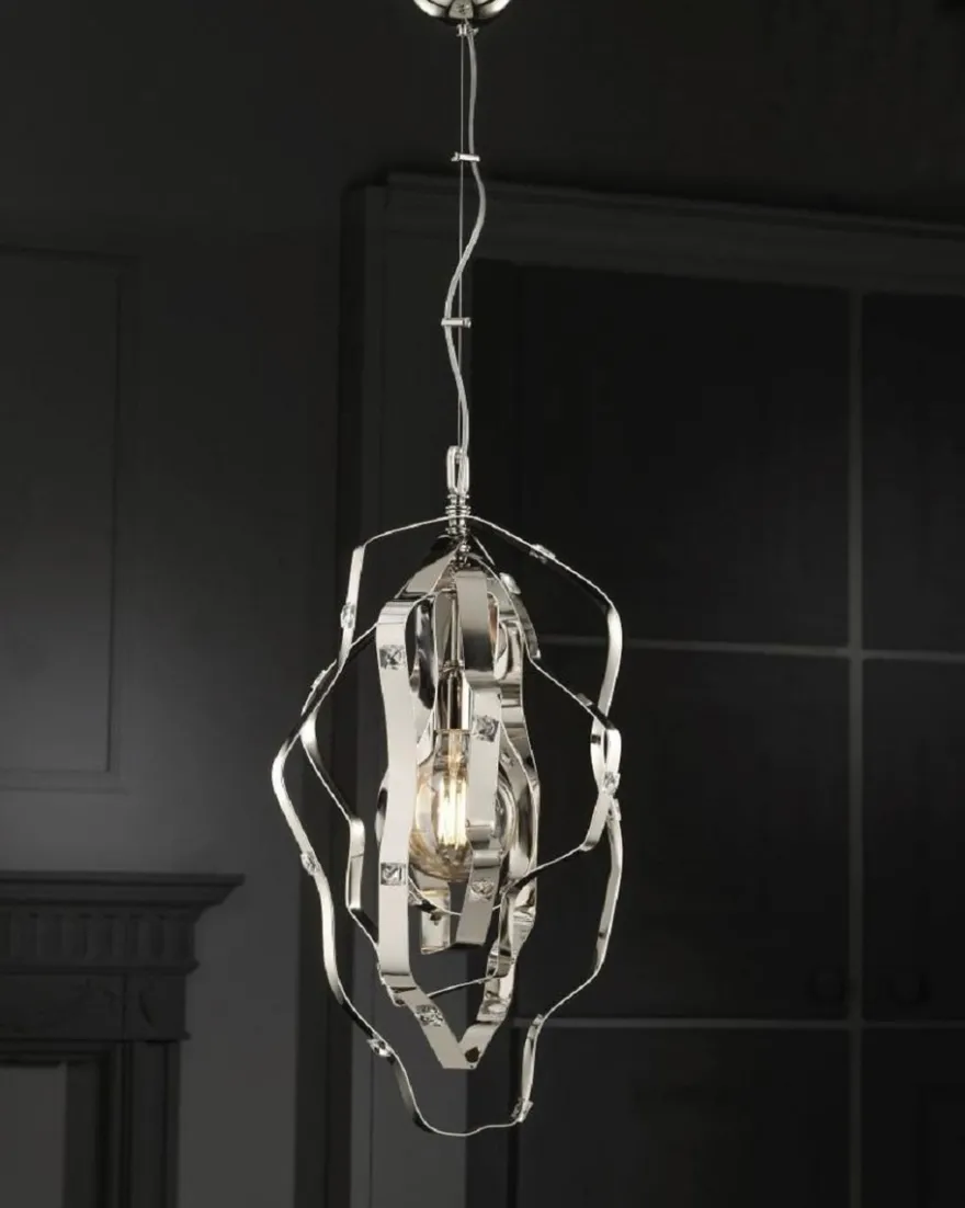 Casa Padrino Luxus Hängeleuchte Silber 34 x 34 x H. 68 cm - Höhenverstellbare Messing Hängelampe - Luxus Leuchten - Luxus Qualität