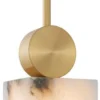 Casa Padrino Luxus Hängeleuchte Alabaster / Messing 12 x 12 x H. 24 cm - Luxus Kollektion