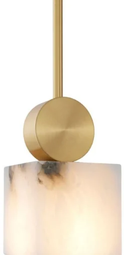 Casa Padrino Luxus Hängeleuchte Alabaster / Messing 12 x 12 x H. 24 cm - Luxus Kollektion