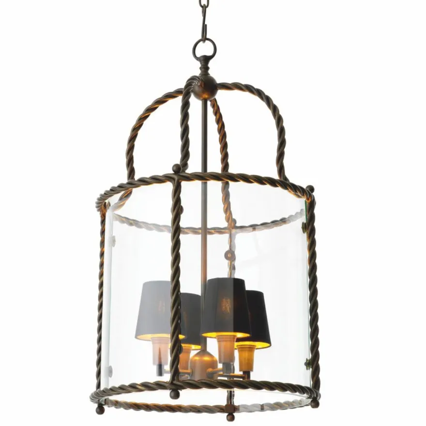 Casa Padrino Luxus Hängeleuchte Bronze / Schwarz H. 72,5 cm - Luxus Qualität