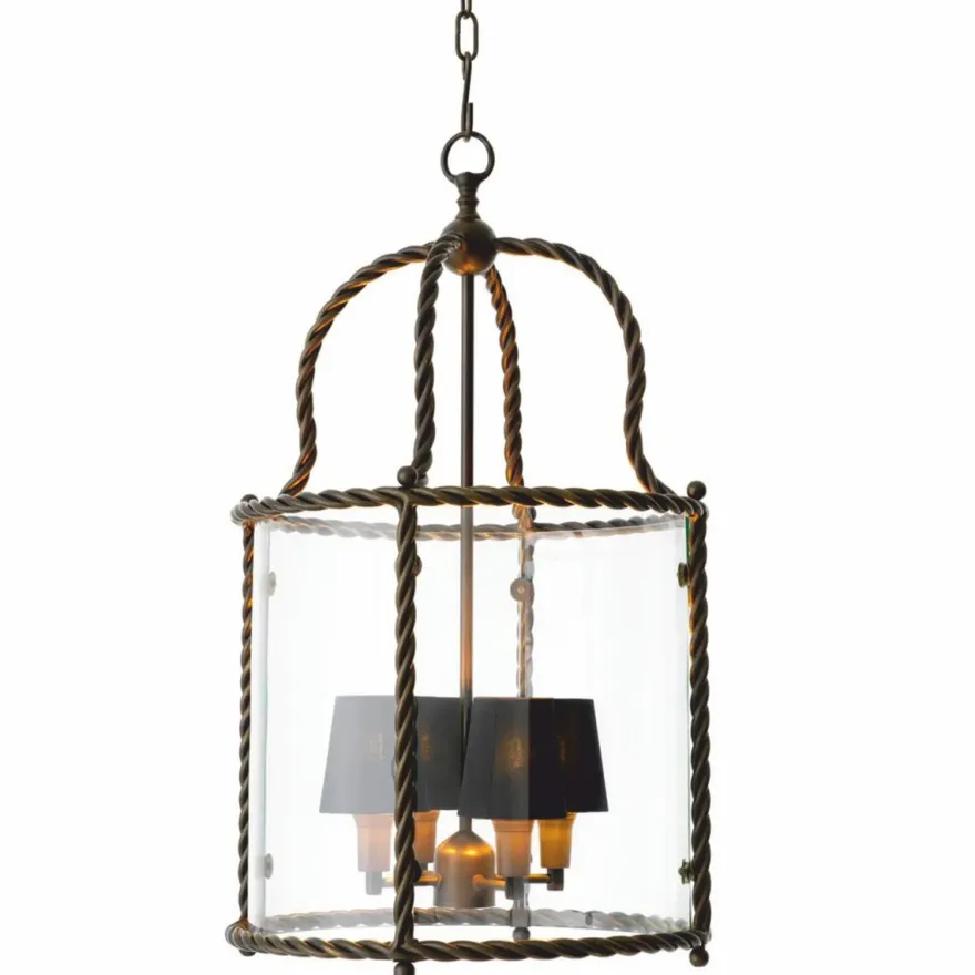 Casa Padrino Luxus Hängeleuchte Bronze / Schwarz H. 72,5 cm - Luxus Qualität