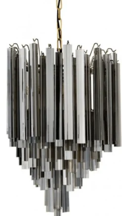 Casa Padrino Luxus Hängeleuchte Eiszapfen Smoke Glas - Art Deco Design Lampe - Ø 42 x H 61,5 cm